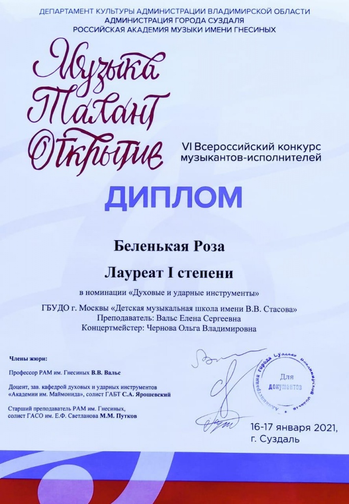 Дипломы и грамоты 2021