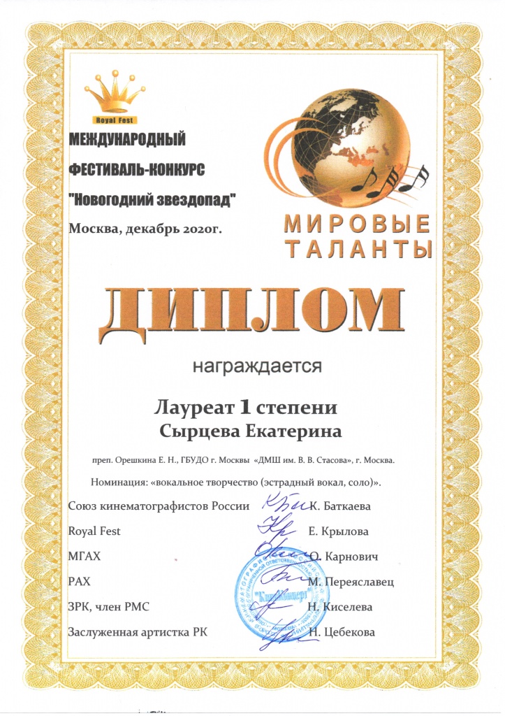Дипломы и грамоты 2020