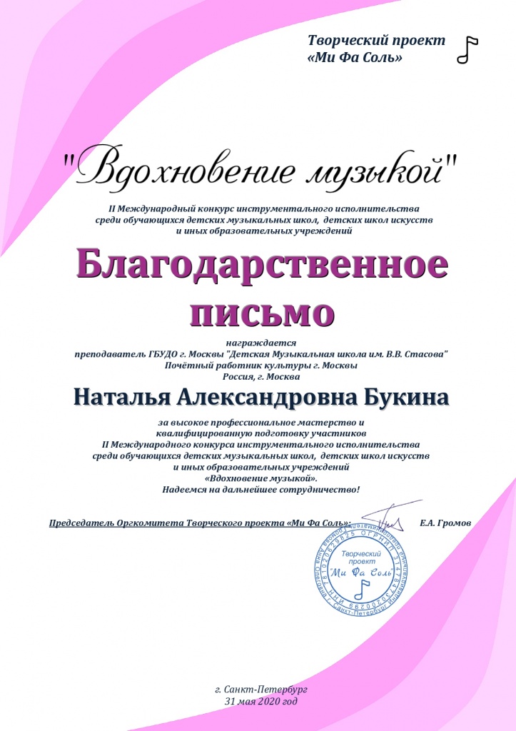 Благодарности 2020