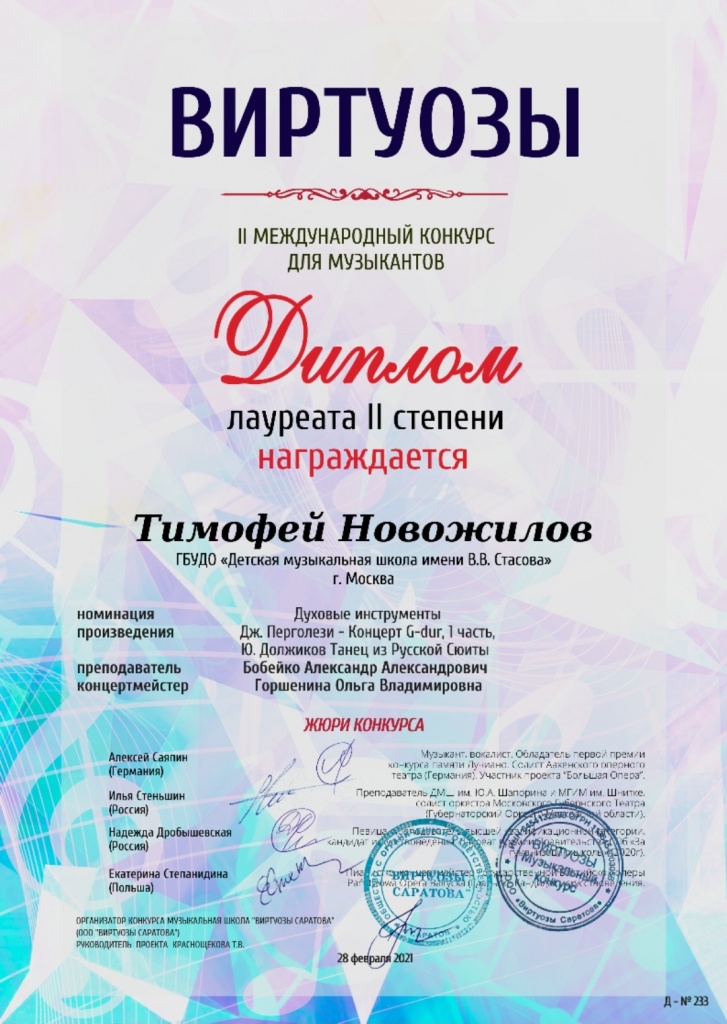 Дипломы и грамоты 2021