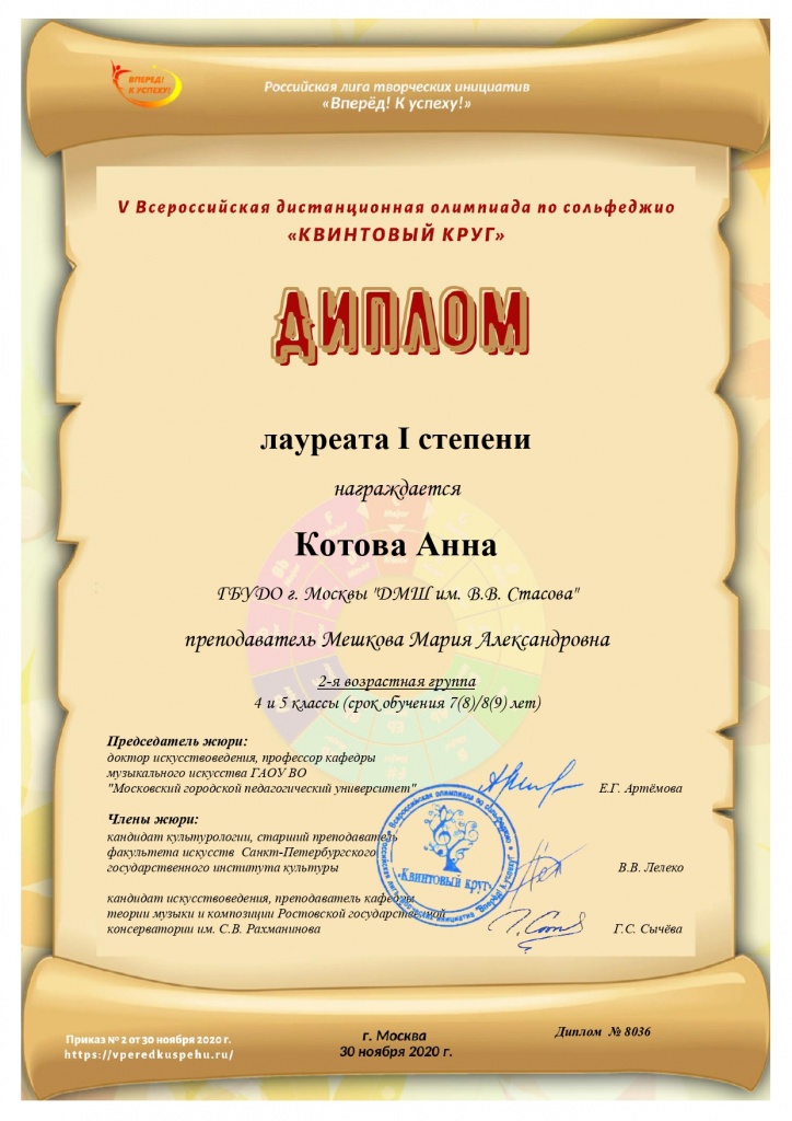Дипломы и грамоты 2020